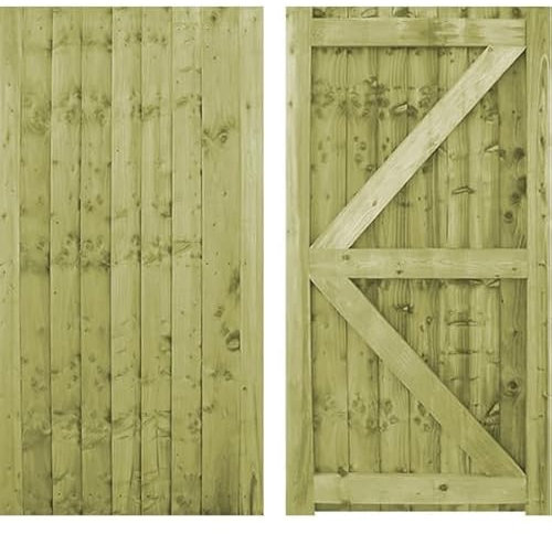 MD Carpentry Wooden Featheredge Garden Gate, Pressure Treated, 180cm High x 90cm Wide x 6cm Deep, Green, Contemporary Garden Style