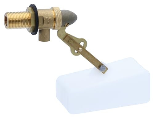 Agrarflora Kompakt Schwimmerventil 1/2 Zoll - Kompaktventil für kleine Behälter und Tränkebecken - Kompaktschwimmer für Spülkästen und Weidetränken - Messing Ventil mit Schwimmer