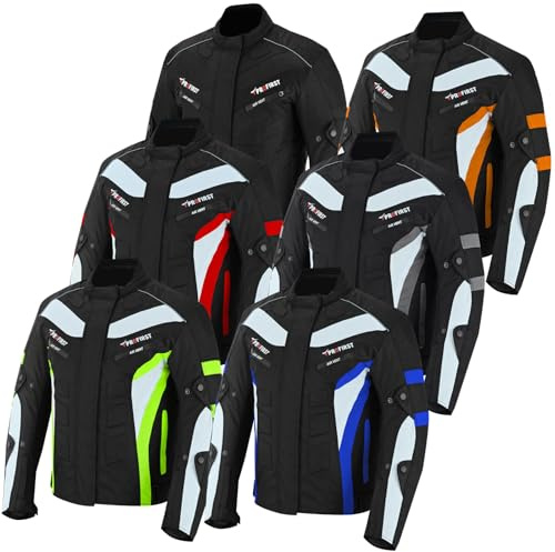 PROFIRST Motorcycle Jacket for Men CE Armoured Water Resistant 600D Textile Motorbike Riding Jacket All Season Racing Touring (Black, UK M)