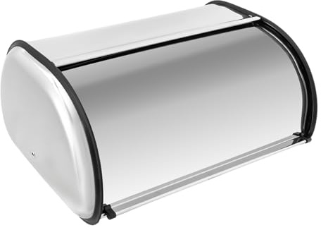 Felievy Stainless Steel Bread Box for kitchen, Bread Bin Bread Storage Holder with Roll Top Lid, Large Capacity Bread Keeper, 17 x 10.6 x 7 Inches