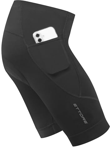 Ettore Pantalones Cortos De Ciclismo Acolchados para Hombre con Bolsillo Transpirables De Secado Rápido Bicicleta De Carretera - Arrow - Negro - XL