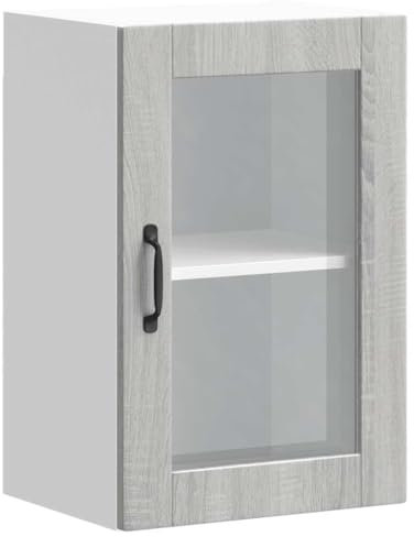 vidaXL Armario de Pared para Cocina Puerta Cristal Porto Gris Sonoma