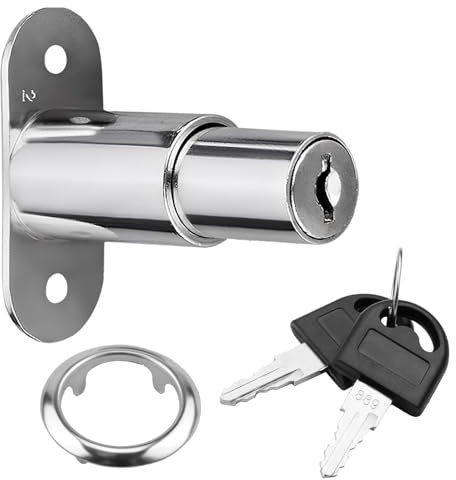 Cerradura para Armario, Cilindro de Presión de Diferentes Perfiles, Adecuada para Muebles y Vitrinas, Diámetro de 19 mm, Incluye Llaves, Fácil de Instalar