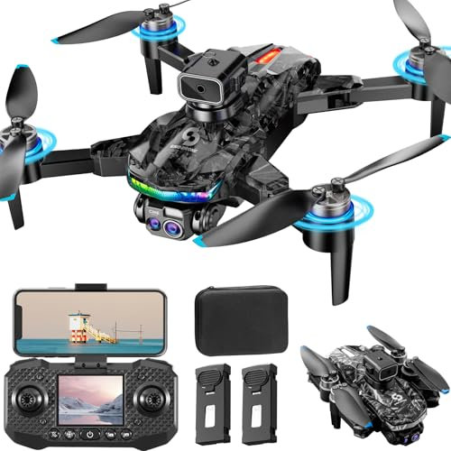 OBEST Mini Drone with 1080P HD Camera, Brushless Motor,with 2.4 inch Screen and Obstacle Avoidance RGB Light, RC Quadcopter Foldable, 2 Batteries, Children's Gift, Adults, Beginners