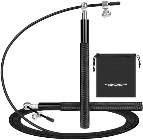 flintronic Speed hopprep, justerbar 300 cm rephopp, 360° hopprep vuxen fitness med dubbelt lagersystem och aluminiumhandtag, perfekt för crossfit, fitness, boxning och cardio (svart)