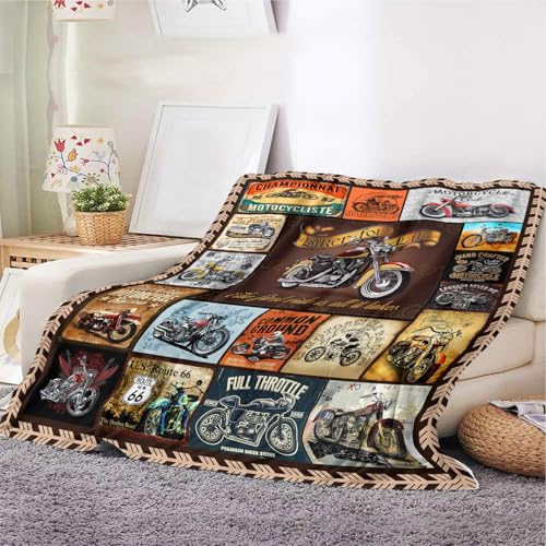 YunTu Motorcycle Blanket Motorcycle Gifts for Men Women Bikers Throw Blankets (Classic Ride, 130x150cm(50x60inch))