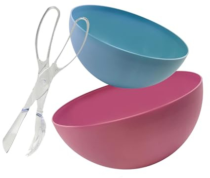 Zenker Set 2 Ciotole Grandi in Plastica 24 e 28 cm, con Posate da Insalata, ottime per Impasti, Insalate e Frutta – Lavabili in Lavastoviglie, adatte al Microonde