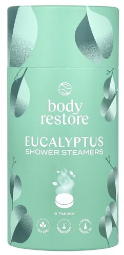Body Restore Shower Steamers Eucalyptus & Menthe - Coffret cadeau de luxe (6 pièces) - Cadeau idéal pour les vacances, les anniversaires et la fête des mères
