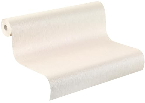 Rasch Tapete 570700 - Helle Vliestapete mit Struktur und leichtem Glanz in der Farbe Creme