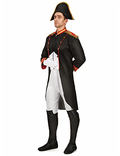 DEGUISE TOI - Déguisement Napoléon homme - Chapeau - Veste - Pantacourt - Sur-bottes - M - Noir - Déguisements adultes - 100% Polyester - A la main - Carnaval