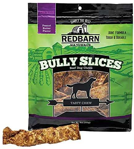 Redbarn Bully Slices for Dogs, Highly Palatable, Long-Lasting Natural Dental Treats with Functional Ingredients, 9 oz. (Pack of 3) - Peanut Butter