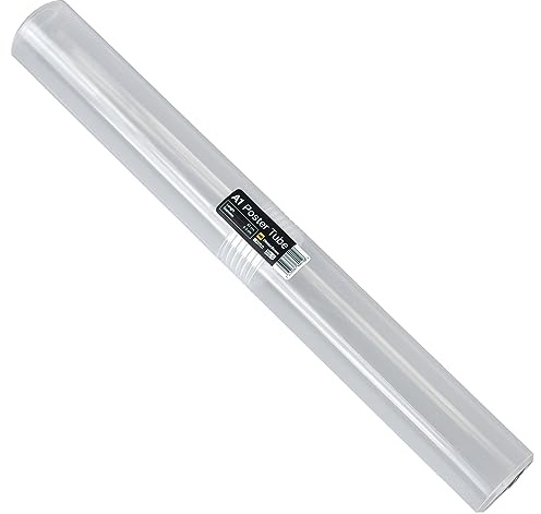 WestonBoxes Storage Tube for Posters, Prints, Drawings & Artwork, Clear Plastic with a 50/50 Screw Split (1, A1, Diameter-65mm / Length-620mm) | Inner length 615mm, internal diameter 65mm | Unscrews at midpoint | For A1 prints, engineering drawings, large format posters