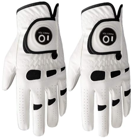 Gant De Golf Hommes Main Gauche Droite Avec Marqueur De Balle Paquet De 2，Gants De Golf Cuir Durable Doux Confortable En Forme Taille Petit Moyen Grand Xl Blanc (Main Gauche(Worn on Left Hand ), XL)