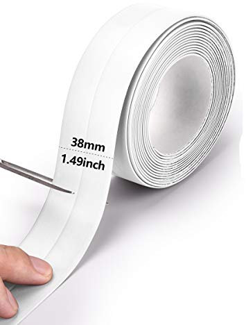 Bath Sealant Caulk Strip White Silicone Sealant Kitchen Waterproof Adhesive Tape PVC Water Resistant Anti Mould Sealing Tape for Bathroom Kitchen Toilet Wall Corner Window Sill 38MM X 3.2M White