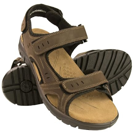 Zerimar sandaler utomhusskor Vandringsandaler | Lädersandaler Vandring | Sport utomhus sandaler | Sandaler Vandring Sommar | Färg: Brun Storlek 44