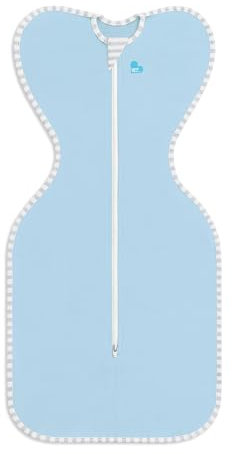 Love To Dream Pucksack Lite, Baby Erstausstattung Neugeboren 2,2-3,8kg, ideal für warme Temperaturen 24-27°C, Arme hoch Position, einfaches Windelwechseln, Schlafsack, Blau, Von Hebammen empfohlen