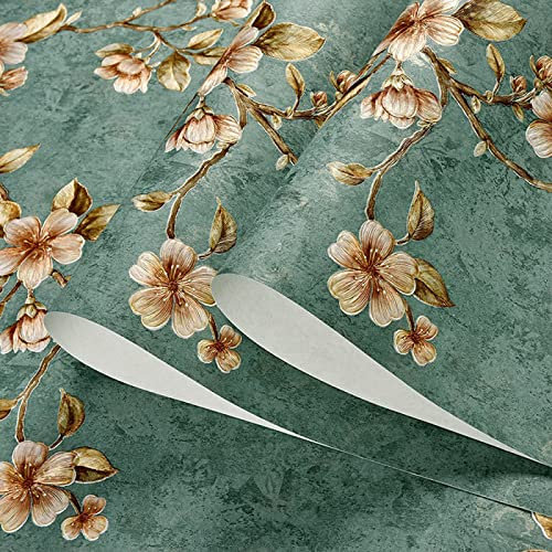 Papel Tapiz Impermeable de PVC, Papel Tapiz Tridimensional Retro Del País Americano Autoadhesivo, Papel Tapiz de Engrosamiento de La Sala de Estar Del Dormitorio Pastoral,Verde Oliva,53cmx5m