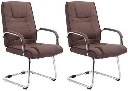 CLP 2er Set Freischwinger Attila Mit Metallgestell & Armlehne I Bürostühle Mit Stoffbezug, Polsterung & 180 KG Belastbar, Farbe:braun