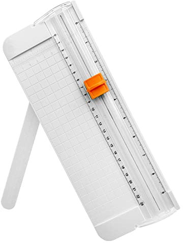 QYQRQF Paper Cutter, A4 Paper Trimmer with Security Safeguard & Side Ruler Portable Straight Edge Cutter for Scrapbooking Craft Paper, Photos, Label, Cardstock (White)