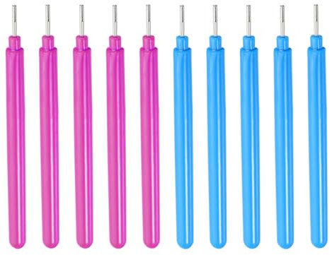 PATIKIL Papier Ligné Piquage Outils, 10 Paquet Fendu Aiguille Stylo Bouclage Roulant pour bandess Bricolage Art Artisanat (Bleu, Rose)