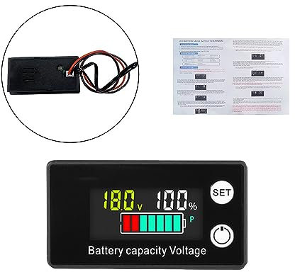 Heemol Batteriekapazitätsmonitor 12V 24V 36V 48V 60V 72V 84V Batteriemessgerät Multifunktionaler DC8-100V LCD Batteriestand Spannungs mit Temperatursensor Alarm für Autos Boote Wohnmobil.