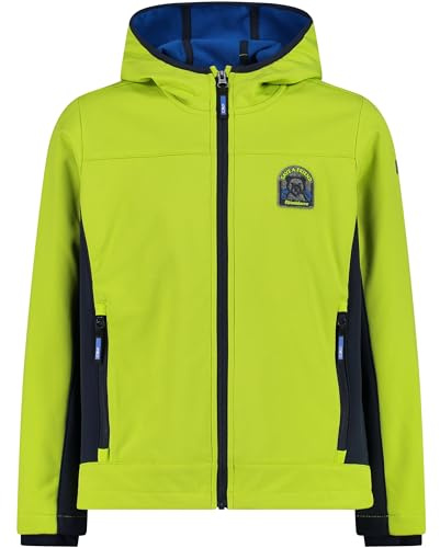 CMP - Giacca da bambino in softshell con cappuccio fisso, Acido-B. Blue, 128