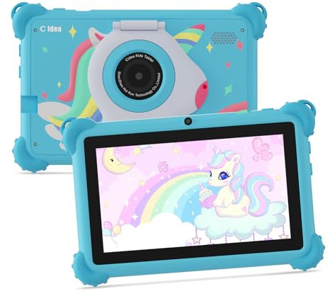 C idea Kinder-Tablet, 7-Zoll-Tablet für Kinder, Android 13 Kleinkind-Tablets für 3–7 Jahre, 32 GB Speicher mit WLAN, Bluetooth, Kindersicherung, Langer Akkulaufzeit, Kinder,Blau