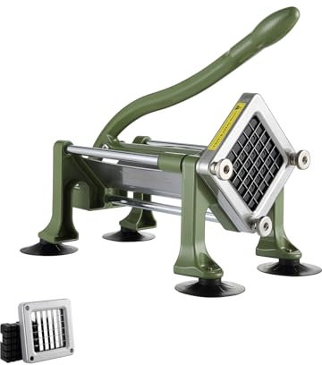 VEVOR Coupe-Frites Manuel, Coupe-Légumes Multifonction avec Lame en Acier Inoxydable de 12,7 mm, Coupe Pomme de Terre Patates avec Ventouse, pour Concombres, Carottes, Restaurant, Cuisine, Vert