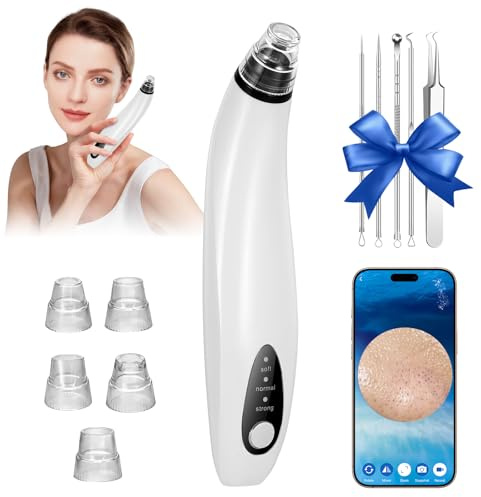 Blackhead Remover Electric Blackhead Vacuum Suction, Rechargeable Whitehead Remover Tool Kite Cleanser with 3 Suction Modes Heads Pore Vacuum Cleaner Acne Pimple Whitehead Extractor
