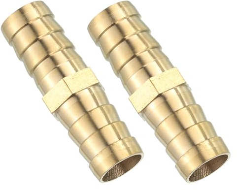 uxcell 2 Pcs Brass Hose Barb Fitting Straight Connector Coupler, 9/16 ID Brass Fitting Air Hose Fittings for Connecting Water Fuel Air, Oil Hoses