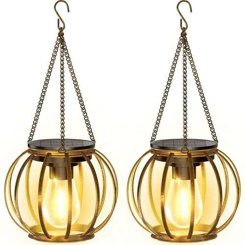 BUCASA Sol trädgårdslykta, vintage hängande lampa, antik brons