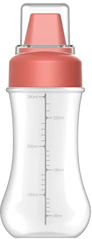 ANGGREK La Bottiglia di Distributore di Cucine da 350 Ml, La Bottiglia Spremere con 5 Fori Controlla La quantità, Spremere in Modo Flessibile La, Comode Etichette Identificative, (Rosso)