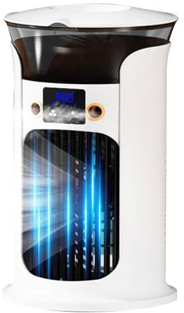Petit climatiseur portable, climatiseur personnel - Humidificateur évaporatif de bureau - Refroidisseur à air USB intelligent silencieux pour garage de chambre à coucher RV tente camping extérieur int