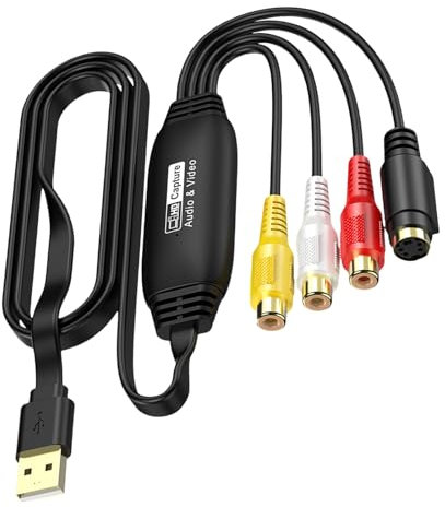 Whltzf Scheda Acquisizione Video USB USB 2.0 Adattatore Video Convertitore Cord Ampia Compatibilità con Driver Disk Home Video Digitalizzazione