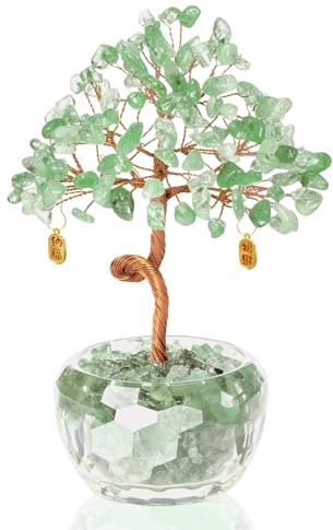 VLYX Green Aventurine Crystal Money Tree, Crystal Tree of Life | Handmade Green Aventurine Quartz Tree, Natural Stone, Room Decor, Gifts for Women, Good Fortune, Desk Ornament, Feng Shui