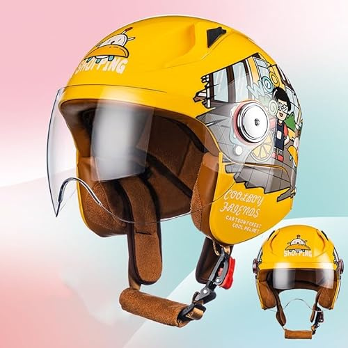Barnmotorcykelhjälm, Scooterhjälm, Jethjälm Med Solskydd, Scooterhjälm För Flickor, Öppen Halvhjälm För Pojkar Och Flickor I Åldrarna 3-12, ECE 22.06-Godkänd 8,M/(45~48cm)