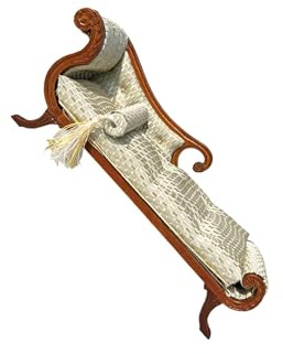 drburpily Mini bäddsoffa i trä, tillbehör till barndekorationer för dockhusmöbler (1/12), berikande vardagsrum, dockhusmöbler i trä, modell av soffa , dekoration , brun , 17x7 cm