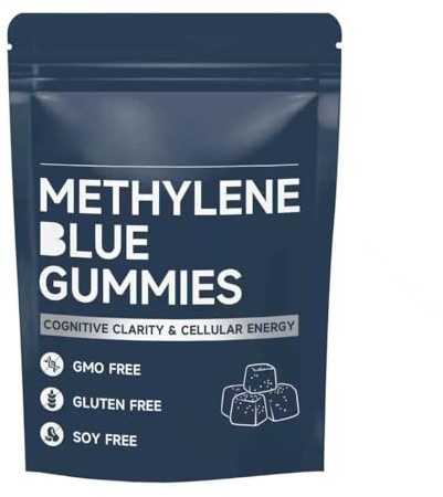 Methylene Blue Gummies - Stödjer kognitiv funktion, mentalt fokus och cellenergi, antioxidantstöd, vegansk icke-GMO