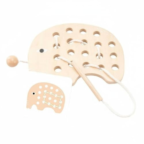 Bffcnl Gioco di Infilare Animale in Legno Bordi Arrotondati Gioco Educativo Legno Portatile Giocattolo Educativo per Bambini, Elefante