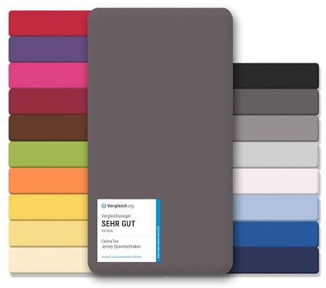 CelinaTex Jersey Spannbettlaken Lucina 180x200-200x200cm anthrazit grau 100% Baumwolle gekämmt bis 26cm Matratzenhöhe Spannbettbezug, Leintuch, Bettlaken, elastisch, Strech, Oeko-Tex