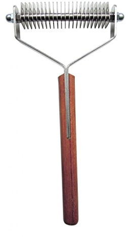Mars Coat King Double Wide Dematting Undercoat Grooming Rake Stripper Tool for Dogs and Cats, Stainless Steel with Wooden Handle, Made in Germany, 23-Blade