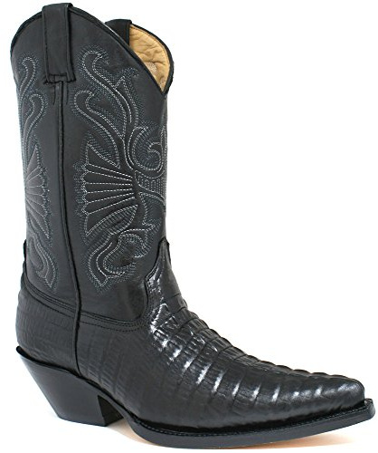 MENS GRINDERS CAROLINA BLACK LEATHER WESTERN TALL COWBOY BOOTS-UK 10 (EU 44)