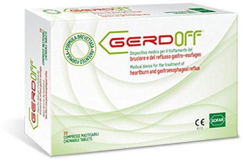 Gerdoff Dispositivo Medico ad Azione Meccanica che Consente di Ridurre Rapidamente i Sintomi Correlati Ai Reflussi Gastro-Esofageo, 20 Compresse Masticabili