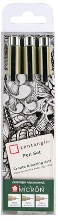 SAKURA Zentangle Tool Set - Fineliner Farbe - 3er Set mit 3 Pigma Micron Stiften (2 x 01, 1 x 05) - Ideal für Illustratoren & Künstler