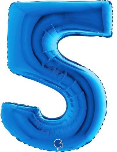 1 Folienballon Zahl 5 Blau 102 cm/ 40