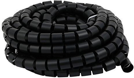 Aexit Filo avvolgente per cavo flessibile a spirale diametro 25 mm, ner-o, 6,5 metri di lunghezza con clip ID: 901566