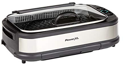 PowerXL Smokeless Grill with Tempered Glass Lid and Turbo Speed Smoke Extractor Technology. Make Tender Char-grilled Meals...