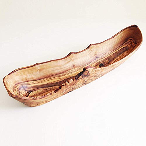 Generisch Bol à pain allongé, longueur au choix, bol à baguette, coupe à fruits en bois d'olivier, fait main (38 à 40 cm)