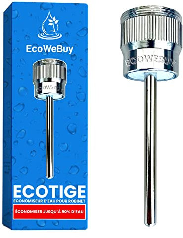 ECOTIGE Mousseur EcoWeBuy Tige Economiseur Eau Do pour Robinet Embout Aérateur Filtre Régulateur Joint SDB WC pour le lavage des mains Economique et Ecologique Acier Inoxydable Argent
