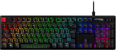 HyperX Alloy Origins PBT - Teclado mecánico para Juegos, Teclas PBT, RGB, Teclas HyperX Red, Cuerpo de Aluminio Duradero, Patas Ajustables, Negro (QWERTY Español)